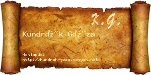 Kundrák Géza névjegykártya